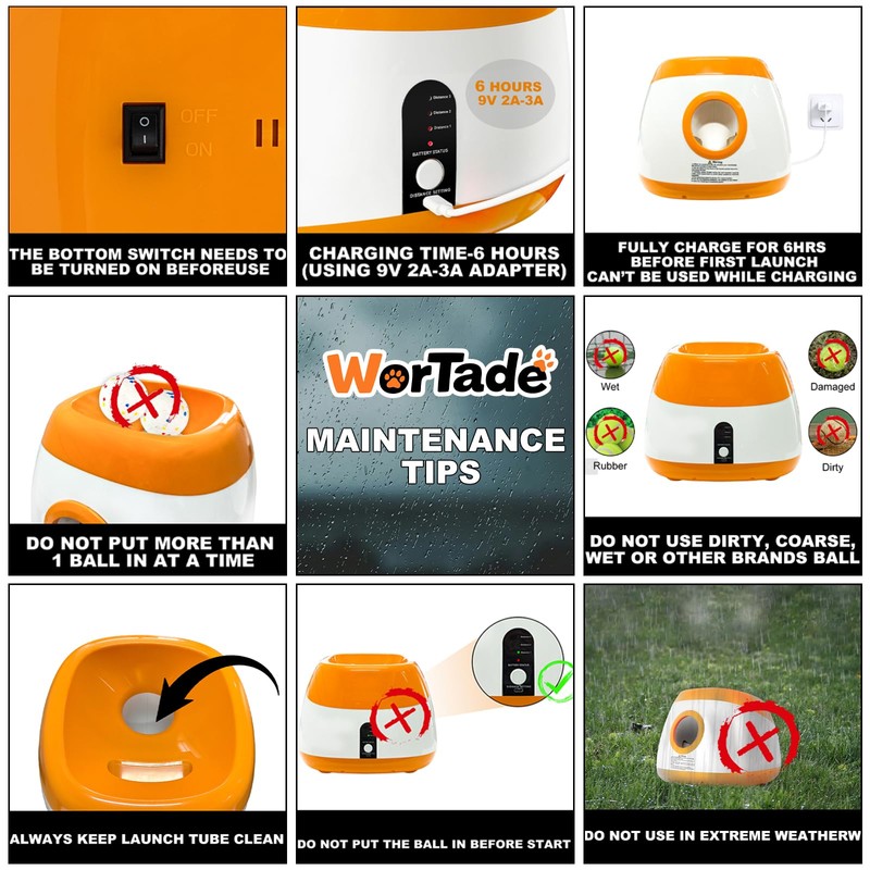 Wortade Automatic Ball Launcher for Dogs, Dog Ball Thrower with