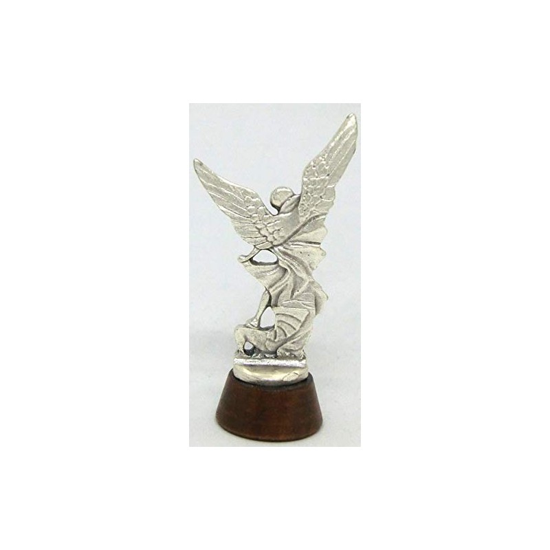 GTBITALY 40.049.30 007 St. Michael Archangel Statue on Wooden Base