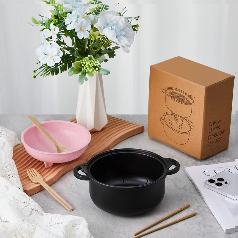 Romooa Large 45oz Cute Ramen Bowl Set Microwavable Pig Ramen