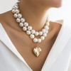 Pearl Necklace Chunky Gold Silver Bib Necklace for Women Statament