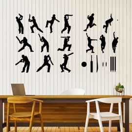 Baseball Players Vinyl Wall Decal Team Silhouette Game Boys Room Gym Stickers Mural (k022) Black