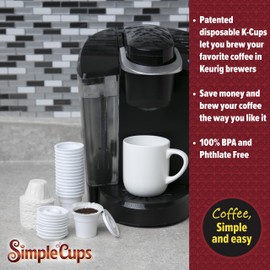 SIMPLECUPS Disposable Cups, 50Cups, Lids, and Filters - Compatible with Keurig, K-Cup machines & other Single Serve Coffee Brewer Reusable K Cups -Use & Make Your Own - Works with All Brand, Gift