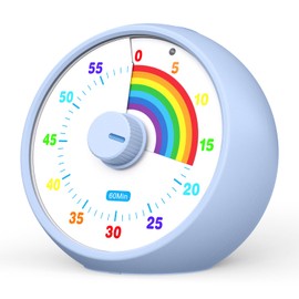 Visual Timer for Kids, 60-Minute Countdown for Classroom Office Kitchen, Desk Timer Kids Time Management Tools with Silent Operation, Pomodoro Timer Rainbow Pattern Purple
