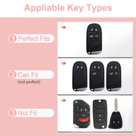 XUPEIXUN 6 Pcs Pink Car Accessories for Jeep Grand Cherokee Renegade Wrangler Patriot Grand Commander Key Fob Cover with Bling Keychain Cute Rhinestones Hooks