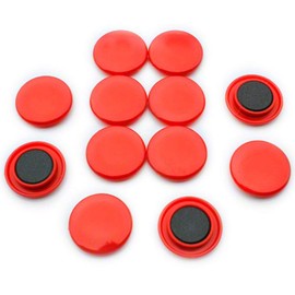 Large Red Planning Office Magnets for Fridge, Whiteboard, Noticeboard, Filing Cabinet - 40mm dia x 8mm high - Pack of 12