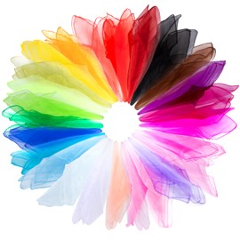 Pack of 25 Juggling Cloths, Colourful Square Dance Cloths, Chiffon Cloths, Dance, Dance Cloths, Nursery Children's Party Activities, Accessories, Decoration for Gymnastics, Juggling Games, 60 x 60 cm