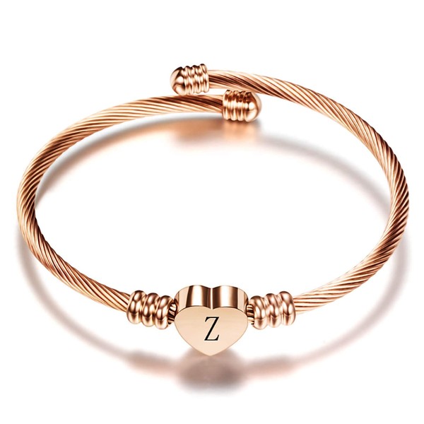 OutstandLong Initial Z Letter Rose Gold Cuff Bracelet for Women