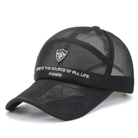 YAMEE Summer Hat Men's Baseball Cap Summer Mesh Baseball Cap Women's Baseball Cap Summer Sun Hat Summer Cap Adjustable Breathable (Cap Circumference: 56-60 cm), S/Black