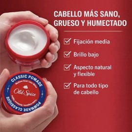Old Spice Pomada Clásica Fijación Media Bajo Brillo 63g