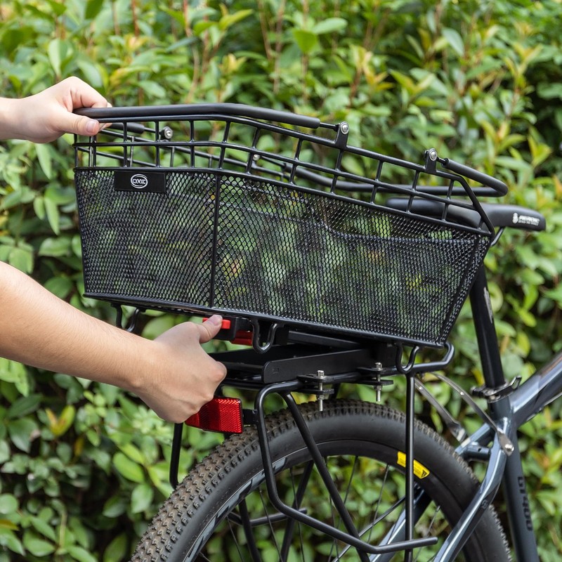 Rear Bike Basket with Handle - Quick Release Bicycle Rear