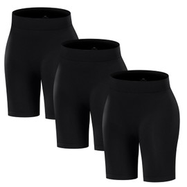 ATTLADY Women's Slip Shorts for Under Dresses Seamless Smooth Boyshort Panties Anti-Chafing Shorts, 3Black, X-Large