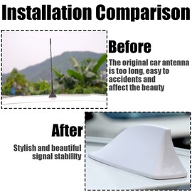 CGEAMDY Car Shark Fin Antenna Cover Fairing, FM/AM Antenna, Made of ABS, Low Wind Resistance, for SUV, Trucks, Vans, Car Tuning (White)