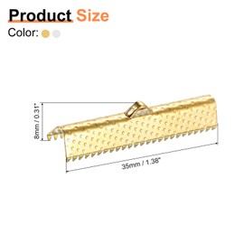 uxcell 50Pcs 35mm Ribbon Crimp Clamp Ends, Bookmark Pinch Crimp Ends, Fasteners Clasp Crimp Ends for Bracelet Necklace Jewelry Making, Gold/Silver