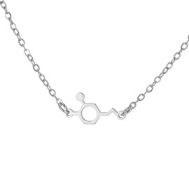 TEAMER Dopamine Molecule Necklace Science Pendant Stainless Steel Trendy Science Jewelry for Women and Men, Stainless Steel, No Gemstone