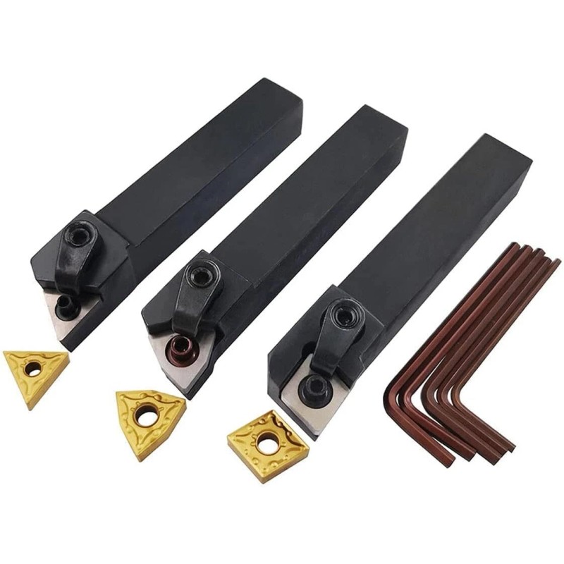 CK-CNC 3Pcs Indexable Carbide Turning Tool Holder Inserts Set For