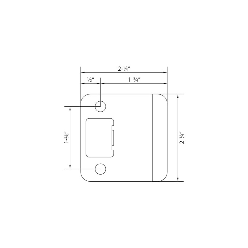 Round Corner Extended Lip Strike, 2-1/4" x 1-3/4", (2-1/4" Overall