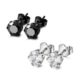 Krstudent 2 Pairs Titanium Earrings Studs, Hypoallergenic Stud Earrings for Women Girls Men 7mm