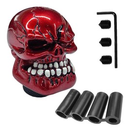 UHANBUT Skull Car Gear Shift Knob, Resin Automotive Transmissions Shifting Lever Handle, Big Tooth Skull Vehicle Gear Stick Shifter Knob Compatible with Most Manual Automatic Car SUV Truck (Red)