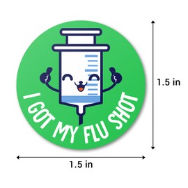 300 I Got My Flu Shot Stickers - 1.5 inch Round Circle Dots Vaccine Immunization Season Stickers - Green - 1 Roll of 300