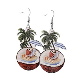Summer Earrings for Women Hawaiian Tropical Acrylic Dangle Earrings Palm Tree Coconut Beach Party Jewelry-5