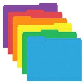 File Folder, PANDRI 120 Pack Colored File Folder, 1/3 Cut Tab, Letter Size, Assorted 6 Colors Filing Folder for Office School Business