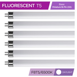 (Pack Of 6) F8T5/D - T5 Fluorescent 6500K Daylight - 8 Watt - 12" Super Long Life Light Bulbs