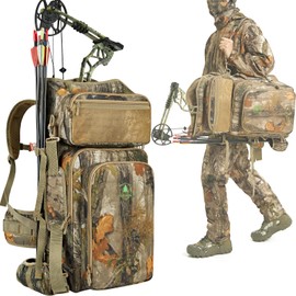 Wild Cedar Camo Bow Hunting Backpack for Men, Saddle Hunting Backpack with Bow Holder
