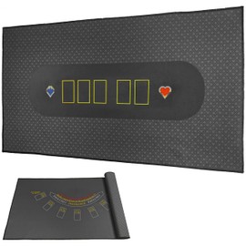 WALIKEN 2-in- Tabletop Poker Felt 39"x23" Texas Holdem Mat and Blackjack Mat Double-Sided Design Poker Felt Table Cover Rectangle