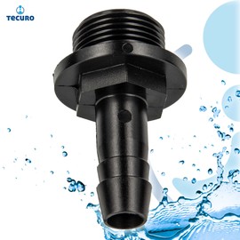 tecuro Hose Nozzle with External Thread Diameter 32 mm x 1 1/4 Inch Male Thread for PVC and Garden Hoses, 6 Bar, Polypropylene Black