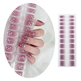 UUDDNN Semi Cured Gel Nail Strips,Works with Any UV/LED Lamps,Pre-Cured,Salon-Quality,Wallet-Frendly,Long Lasting Nail Wraps, Stickers (Sequins 1, Extra Long)