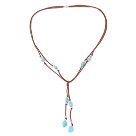 Turquoise Necklace for Women Boho Suede long Necklace with Turquoise Pendant Vintage Western Turquoise Necklace Y-Shape Jewelry Gifts for Girl