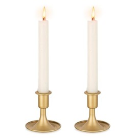 Candlestik - Candelabros dorados para centros de mesa, de latón, estilo vintage, para velas cónicas, 2 unidades de metal para Navidad, mesa de boda, chimenea, decoración de sala de estar