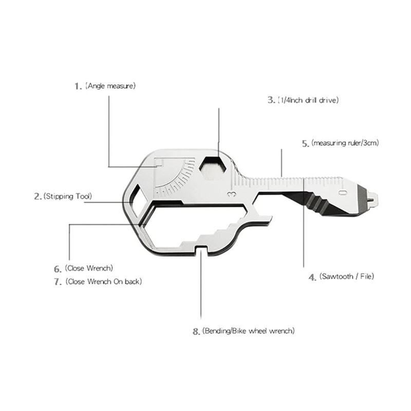 BDHI 1pc 24 in 1 Multi-Tool Key Stainless Steel Portable