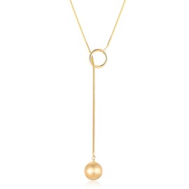 Aprilery Y Chain Necklace for Women, Trendy 14k Gold Plated/Silver Y-Shaped Chain Pendant Necklace Gold Jewelry Gifts for Women (Gold Ball)