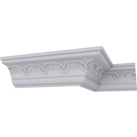 Endurathane Lisbon Crown Moulding, 3 3/8"H x 3 1/2"P x 4 7/8"F x 94 1/2"L, Factory Primed
