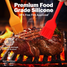 Craebuer Silicone Basting Pastry Brush, 5 Pack Heat Resistant Cooking Brush for Oil Butter Sauce, Food Brush for BBQ Grill Barbeque Kitchen Baking Cooking