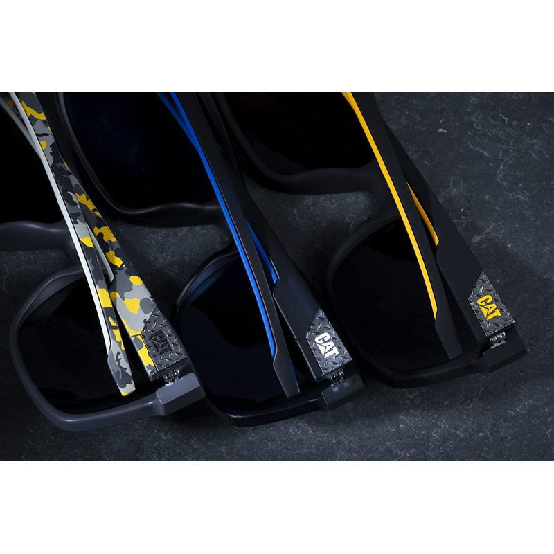 Caterpillar Men's Coder Polarized Sunglasses Square, Matte Navy Crystal, 60