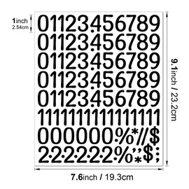 Large Number Stickers Set of 3 Waterproof Number Stickers Large (Black, 1 inch)