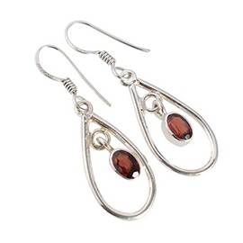 Garnet Teardrop Style Oval Gemstone 925 Sterling Silver Unique Mother's day, Anniversary, Valentine's Day Jewellery