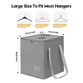 Qozary Clothes Hanger Organizer Bag-Rigid Hanger Storage Containers with Lid for Dustproof, Large Hanger Holder, Sturdy Hanger Caddy Organizer Box with Handle-Keep Hangers Separate