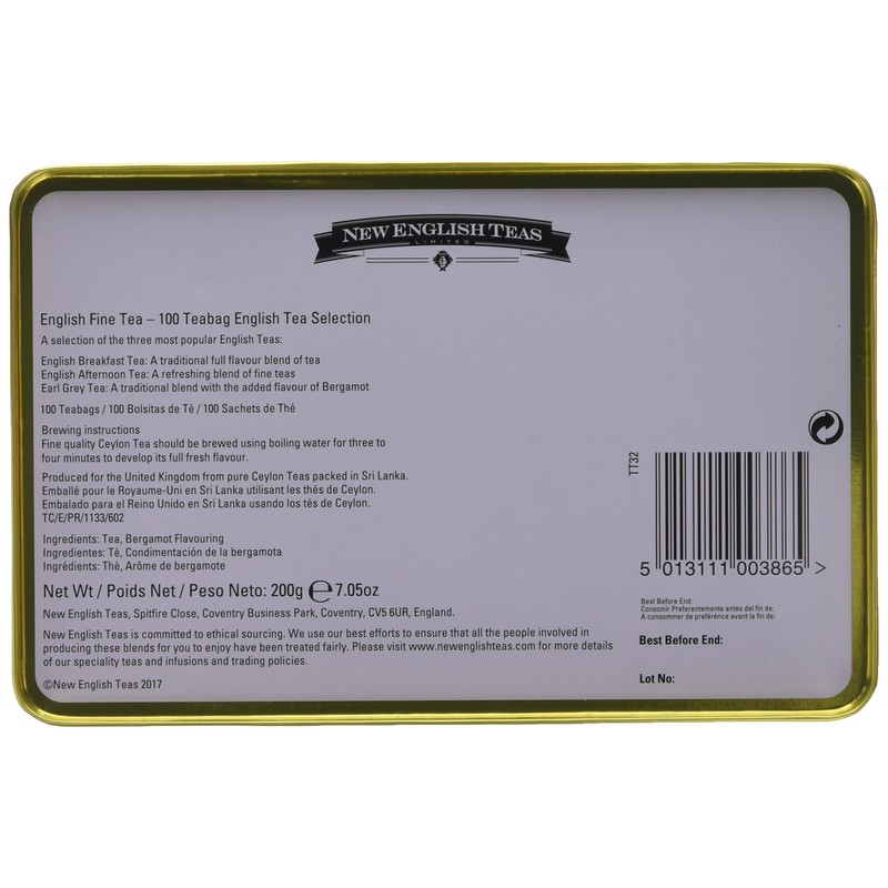 New English Teas Teabag Tin, 100-Count