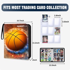 HESTECH Basketball Card Binder with Sleeves 900 Pockets Ring Trading Playing Collection Card Holder Photo Albums Storage Large Organizer Big Case with 50 Pages Removable Sleeves for Sports Game Cards
