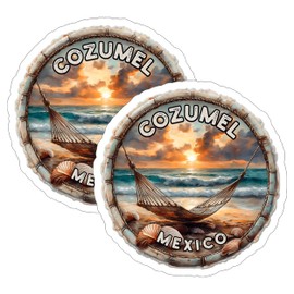 Cozumel Mexico Sticker Sticker 4 Inch 2-Pack - Waterproof Vinyl Decal for Laptop Water Bottle Car Tumbler - Durable Funny Aesthetic Long-Lasting Stickers for Adults ID45039