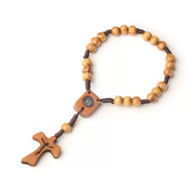 LAOYEFACAI Wooden Cross Rosary Catholic with Yarn Bag First Communion Gifts Girls Christening Decoration Crucifix Gifts for Communion Boy Modern Crosses for Daily Prayer