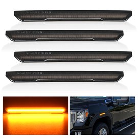 Nilight Fender Side Marker Lights 4 PCS 54 LED Smoke Lens Amber Front Rear Clearance Light Compatible with 2020 2021 2022 2023 2024 Sierra 2500HD 3500HD Pickup Truck