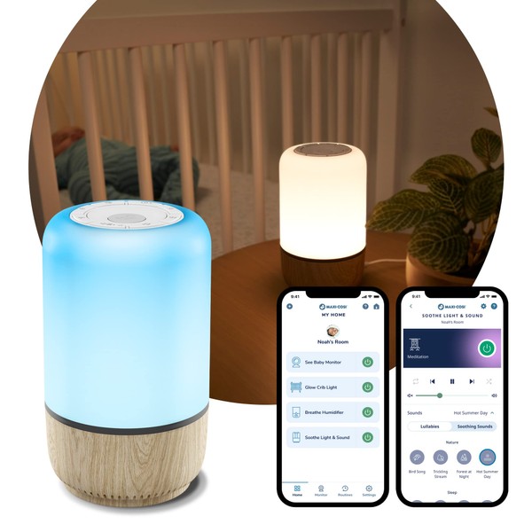 Maxi-Cosi Soothe Light & Sound, Smart Baby Night Light, White Noise Machine Baby, Part of Maxi-Cosi Connected Home - Compatible with Alexa and Google Assistant