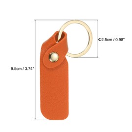 PATIKIL PU Leather Keychain, 4 Pack Key Chain Ring Universal Key Hook Holder Accessories for Men and Women,Orange