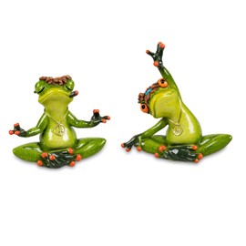 Bollweg Set of 2 Yoga Frog Peace Decorative Figure Frog Animal Figure Frog Figure