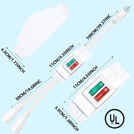 2 Way Extension Cord with On/Off LED Switch, Fiabtool 3 Prong Extension Cord Splitter, Heavy Duty Plug Splitter, SJTW 18AWG 10A/125V, Indoor Use (6.56Ft, White)