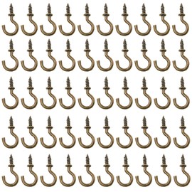 Jamiikury 100Pcs 1/2 Inch Cup Hooks, Bronze Ceiling Hooks Small Screw-in Hooks Metal Screw Hooks Nickel Plated Hooks
